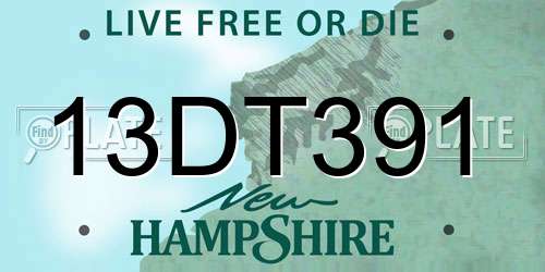 13DT391 New Hampshire License Plate