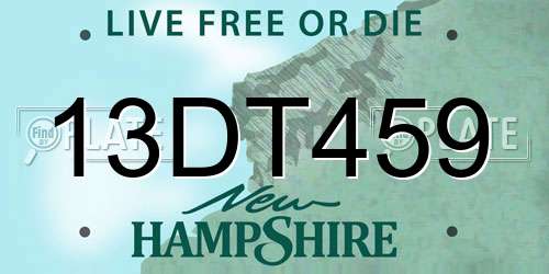 13DT459 New Hampshire License Plate