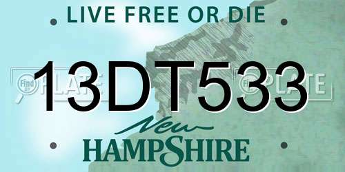 13DT533 New Hampshire License Plate