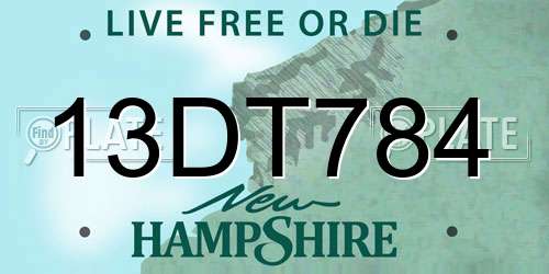 13DT784 New Hampshire License Plate