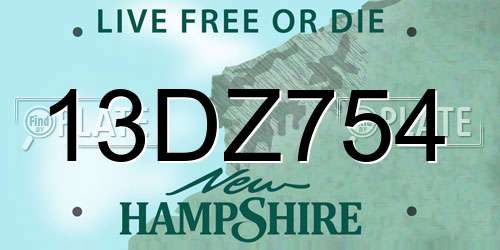 13DZ754 New Hampshire License Plate