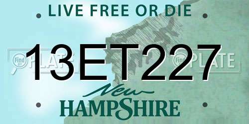 13ET227 New Hampshire License Plate