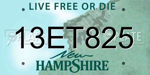 13ET825 New Hampshire License Plate
