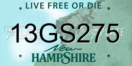 13GS275 New Hampshire License Plate