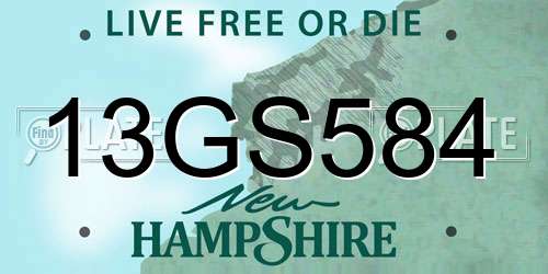13GS584 New Hampshire License Plate