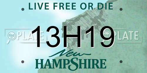 13H19 New Hampshire License Plate