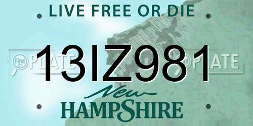 13IZ981 New Hampshire License Plate