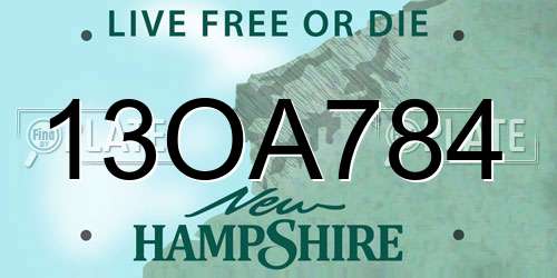 13OA784 New Hampshire License Plate