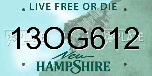 13OG612 New Hampshire License Plate