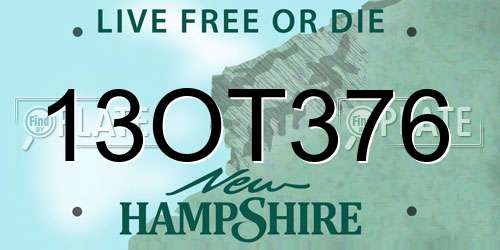 13OT376 New Hampshire License Plate