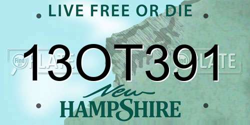 13OT391 New Hampshire License Plate