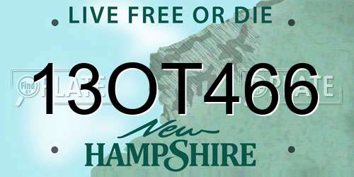13OT466 New Hampshire License Plate