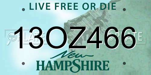 13OZ466 New Hampshire License Plate