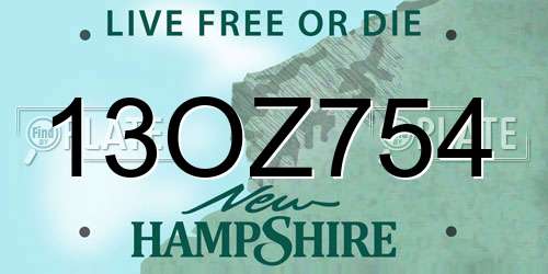 13OZ754 New Hampshire License Plate