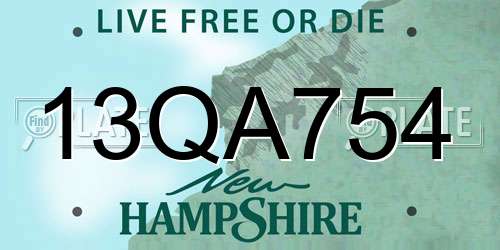 13QA754 New Hampshire License Plate