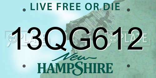 13QG612 New Hampshire License Plate