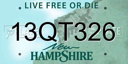 13QT326 New Hampshire License Plate