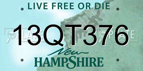 13QT376 New Hampshire License Plate