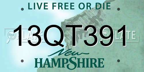 13QT391 New Hampshire License Plate