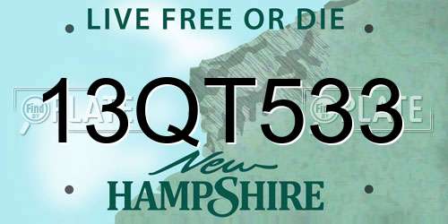 13QT533 New Hampshire License Plate