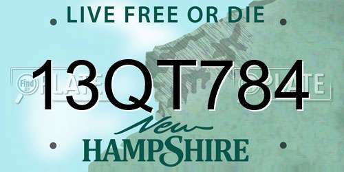 13QT784 New Hampshire License Plate