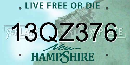 13QZ376 New Hampshire License Plate