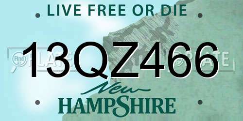 13QZ466 New Hampshire License Plate