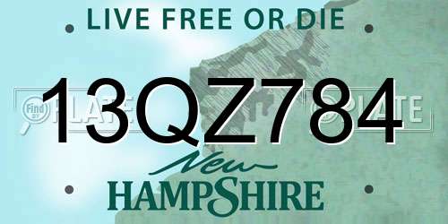 13QZ784 New Hampshire License Plate