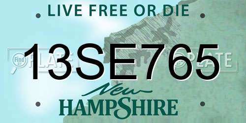 13SE765 New Hampshire License Plate