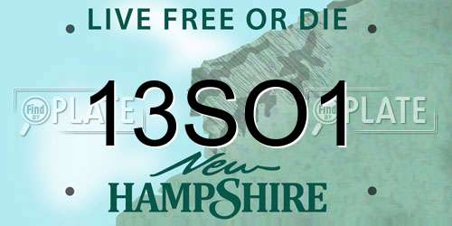 13SO1 New Hampshire License Plate