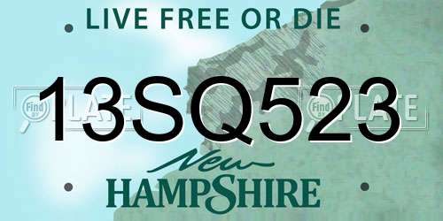 13SQ523 New Hampshire License Plate