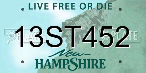 13ST452 New Hampshire License Plate