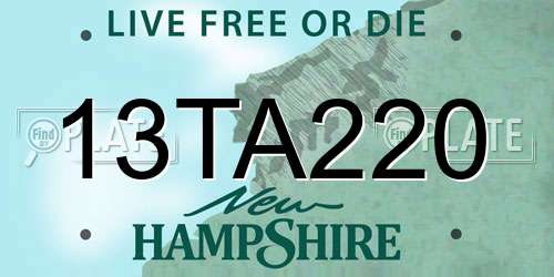 13TA220 New Hampshire License Plate