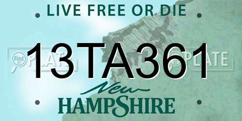 13TA361 New Hampshire License Plate