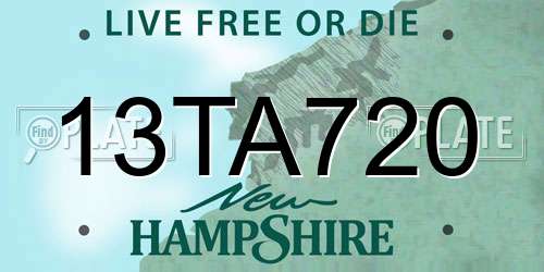 13TA720 New Hampshire License Plate