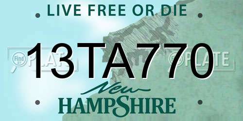 13TA770 New Hampshire License Plate