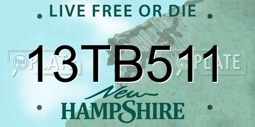 13TB511 New Hampshire License Plate