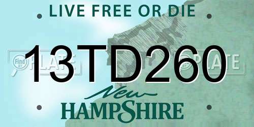 13TD260 New Hampshire License Plate