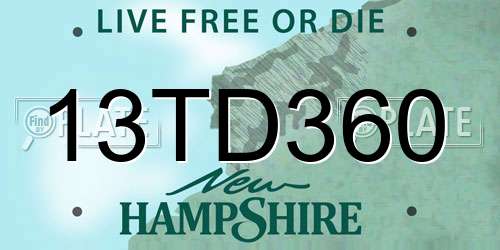 13TD360 New Hampshire License Plate