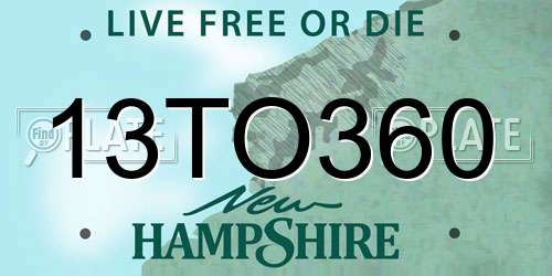 13TO360 New Hampshire License Plate