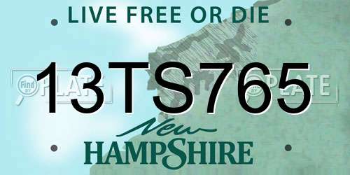 13TS765 New Hampshire License Plate