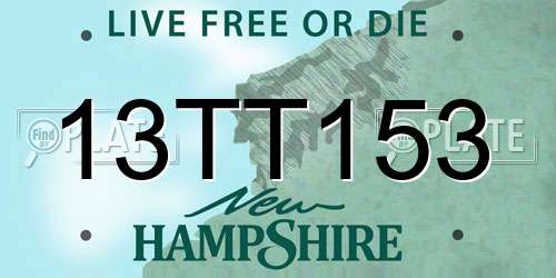 13TT153 New Hampshire License Plate