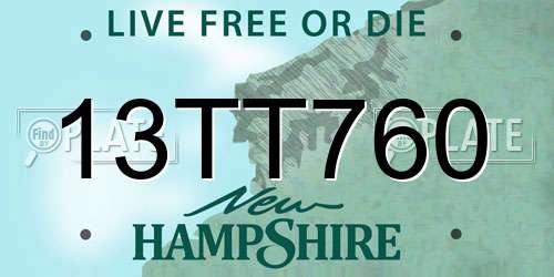 13TT760 New Hampshire License Plate