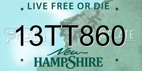 13TT860 New Hampshire License Plate