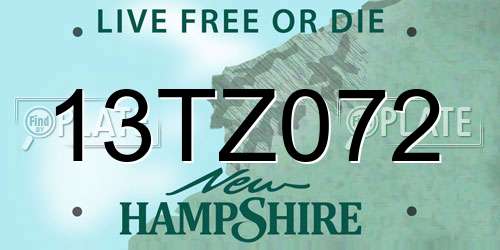 13TZ072 New Hampshire License Plate