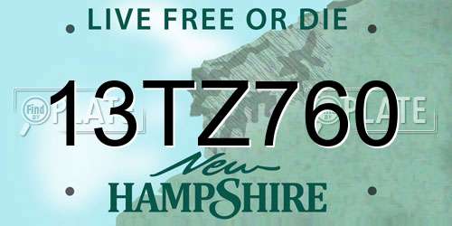 13TZ760 New Hampshire License Plate