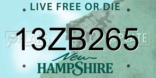 13ZB265 New Hampshire License Plate