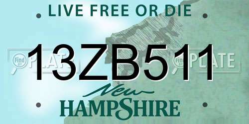 13ZB511 New Hampshire License Plate