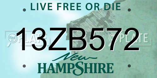 13ZB572 New Hampshire License Plate