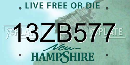 13ZB577 New Hampshire License Plate